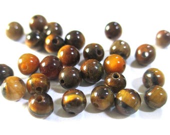 10 pearls 4mm Tiger eye, natural (G-02)