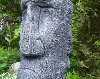 Moai - Tiki - Osterinsel - Figur - Skulptur-39 cm-Steinguss-Frostfest-patiniert-Concrete-Garden Ornament