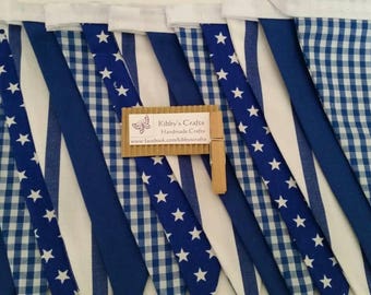 Fabric bunting flags royal blue print