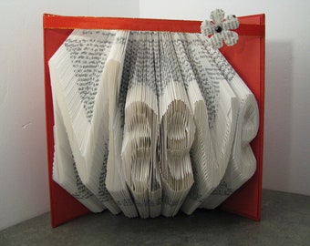 Custom folded book - Name - Book sculpture - Altered book - Gift - Name on demand - Christmas gift - Valentine gift - Paper art - original