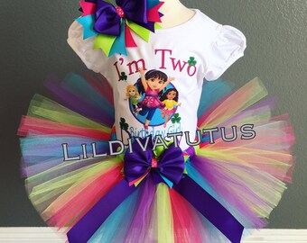 Dora and Friends tutu set / Dora tutu set / Dora birthday shirt / Dora the explorer tutu / Dora birthday outfit / Dora the explorer shirt