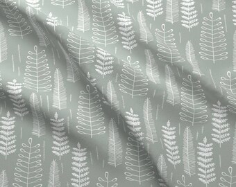 Mod Fern Fabric by the yard - Ferns-Dustyblue By Papercanoedesign - Fern Modern Cotton Fabric By The Yard With Spoonflower