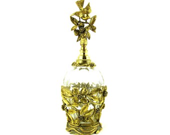 Matson Ormolu Perfume Bottle, 24 Karat Gold Plated Filigree Circa 1950s