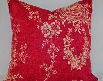 French Country Toile Pillow, Waverly Floral Red Waverly Country House Toile Red BOTH SIDES 0