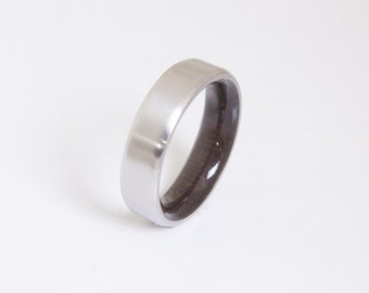 Mens Wood Wedding Band // Titanium Wood Ring // Alternative Wedding Band // Men's wood ring