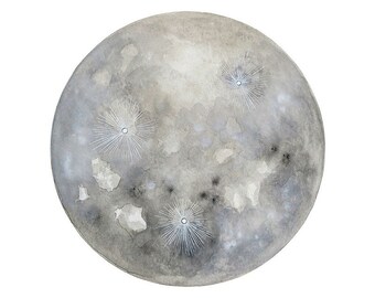 Luna 21 - Archival 8x8 Art Print - Contemporary Minimalist Watercolor Painting - Astronomy, Full Moon - by Natasha Newton