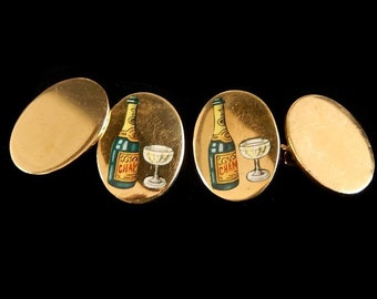 ENAMEL CHAMPAGNE CUFFLINKS