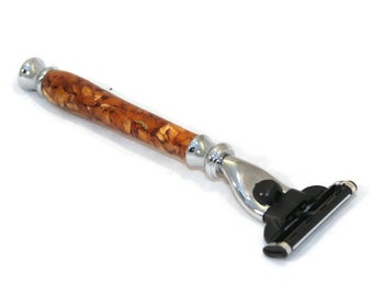 Gillette Mach 3/Gillette Venus Handmade Shaving Razor Handle in Gold Coloured Acrylic. Ideal Birthday Gift for Husband, Boyfriend, etc. #37