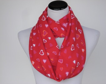 Red Scarf Valentine Scarf, Hearts Infinity Scarf adult & child scarf matching scarf for mom child toddler scarf infant scarf Valentine's day