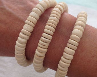 coconut wood bracelet, beach bracelet, bohemian accessory, beach jewelry, beachcomber jewelry