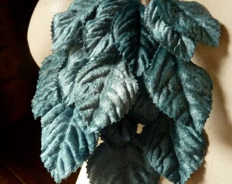 Turquoise Teal Velvet Leaves for Bridal, Millinery, Costume Design, Crafts ML 5