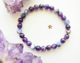 Queen of Hearts sodalite and amethyst bracelet