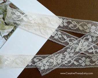 6 Yards - Delicate French Lace Insertion - Cotton Lace - Heirloom Lace - Lace Insertion - Doll Lace - ECRU/IVORY - 5/8" wide - No. 215