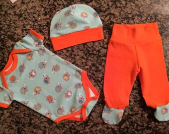 infant gift set - elephant set - baby elephant set - 0-3 month - 3-6 month - baby set - elephant - cute baby - exclusive elephant fabric