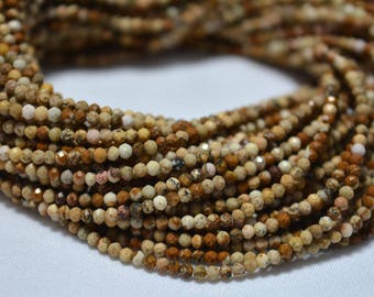 5 Strands, 2.20mm Picture Jasper Beads, Micro Faceted Rondelles Beads, Jasper Rondelles, Gemstone beads 12.5 Inches