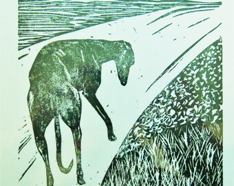 BirdsforBirds Greyhound in Spain #2 art block print greyhound