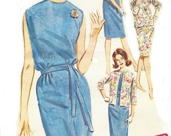 1960s Womens Sheath Dress, Jacket & Scarf Butterick Sewing Pattern 2660 Size 12 Bust 32 UnCut Vintage 60s Sewing Patterns