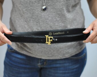 Vintage LOUIS FERAUD monogram leather belt ,....
