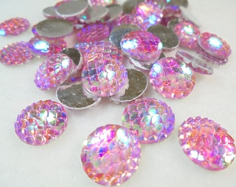 10 cabochons 12 mm fish scales