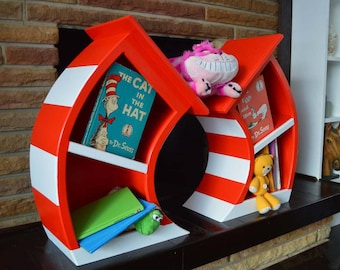 2' Cat In The Hat Bookcase, Dr Seuss Bookshelf, nursery furniture, Alice in Wonderland Furniture, Dr Seuss Bookcase, kids furniture