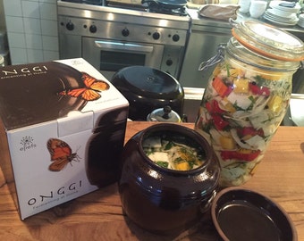 Fermenting at home with eleifs Onggi | Kimchi, sauerkraut, soysauce, vinegar etc. | Eco-friendly & Breahting | fermentation crock (1L)