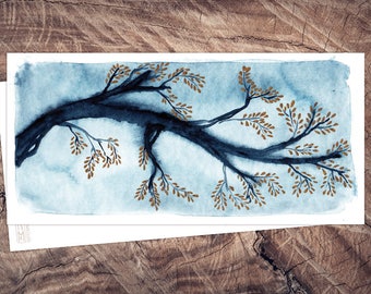 Golden Leaves-postcard illustration din long