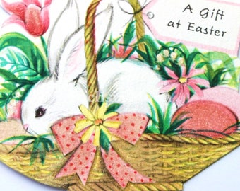DIGITAL DOWNLOAD : Sweetest Vintage Easter Bunny In a Basket Image