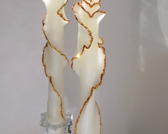 Glitter Taper Candle Set of 2, White & Gold Candles, Bridal Shower, Birthday Gift, Unique Taper Candles, Decorative Candles, Gold or Silver