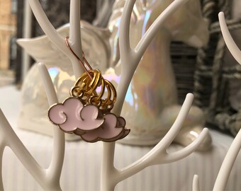 Pink Cloud Knitting Yarn Stitch Markers - Set of 5 on 10mm ring