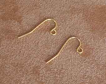Short Gold Plated Stainless Steel Earwire Hooks - Qty 100
