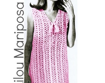 Vintage 70s Crochet DRESS PATTERN Instant Download