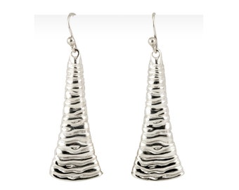 Shiny Dangle Earrings, Liquid Silver Earrings, Liquid Metal Jewelry, Sterling Silver