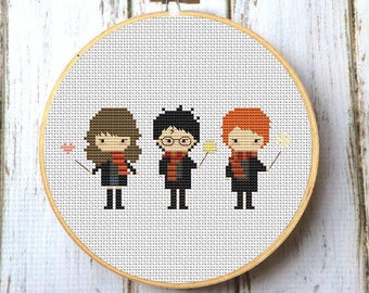 Harry Potter Cross Stitch Pattern Hermione Granger Ron Weasley Griffindor Cross Stitch pattern modern Easy beginner cross stitch PDF X244
