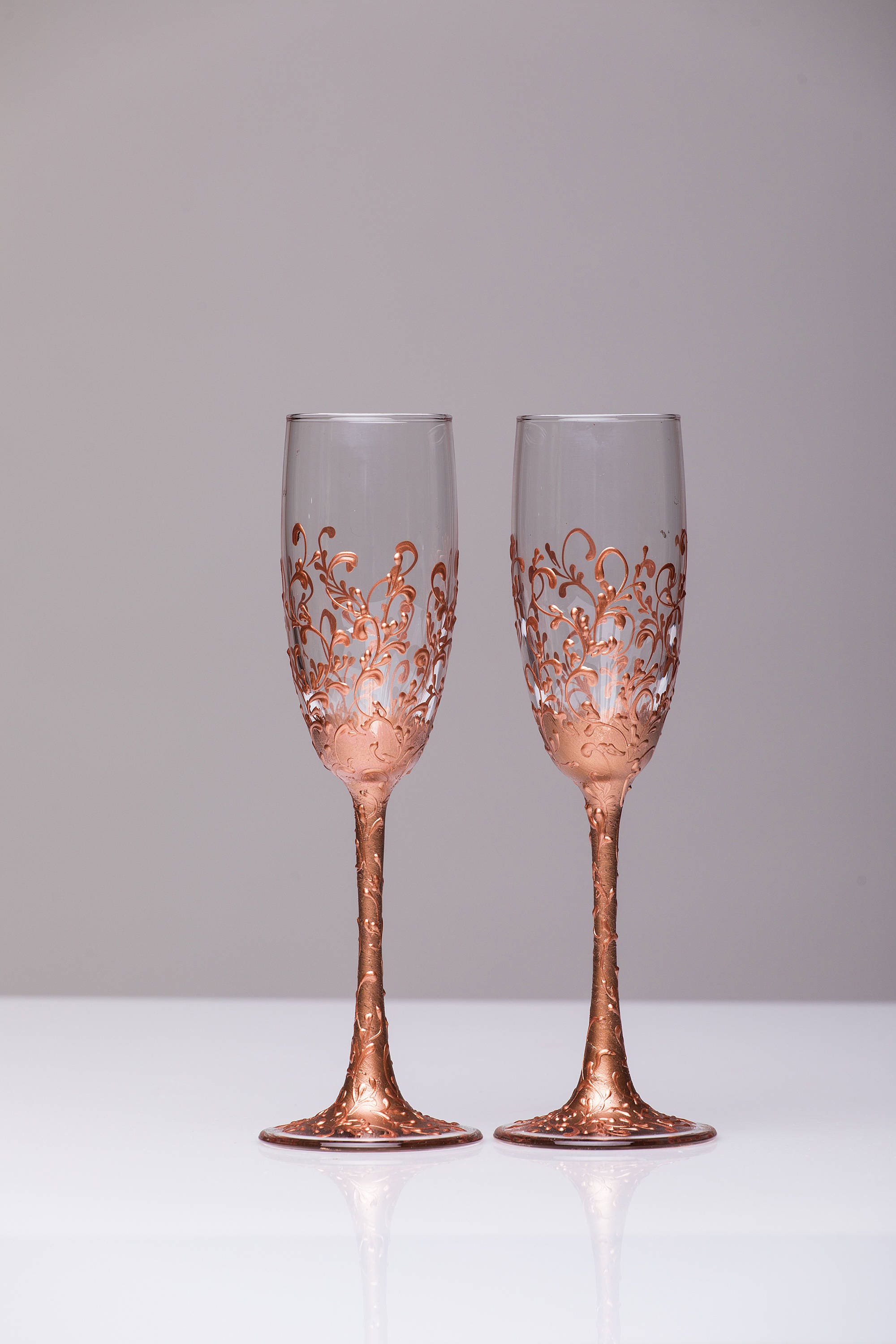 Wedding glasses rose gold Personalized glasses Rose Gold