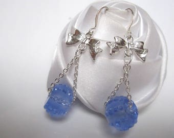 Earrings small rain of gorgeous blue beads