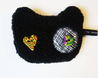 Mini-Pochette stuffed black cat