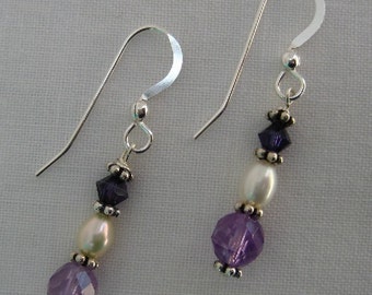 Amethyst and Pearl Earrings (E7)
