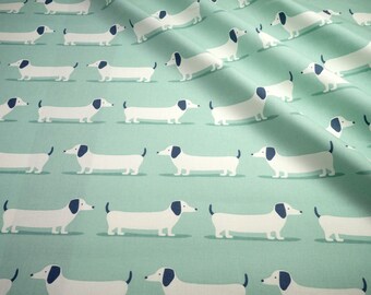 Deco Canvas Fabric Clarke & ClarkeHound Dog duckegg Cotton fabric 0.54yd (0.5m) 003912