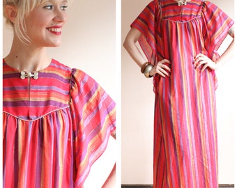 1970s Dress // Borad & Co Striped Caftan Dress // vintage 70s maxi dress