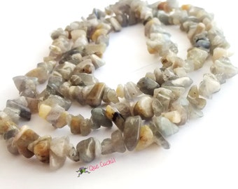Labradorite Grey chips necklace 80cm.