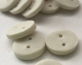 Ceramic porcelain buttons: White porcelain handmade buttons.