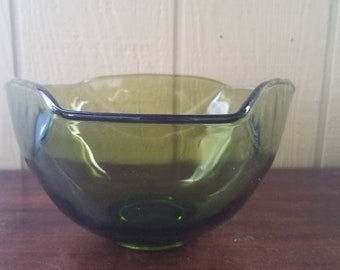 Art glass olive green bowl