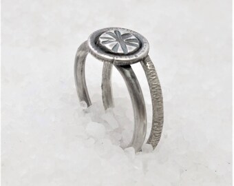Stackable minimal rings, stacking rings, oxidized silver ring.