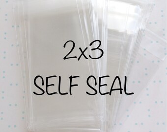 100 2x3 self seal resealable cello bags cellophane