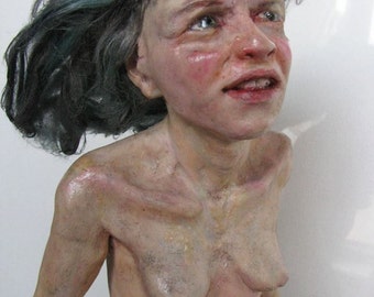 New wolrd. Realistic polymer clay sculpture Strange art doll Collectible art Table sculpture Modern sculpture Polymer clay art Nude figure
