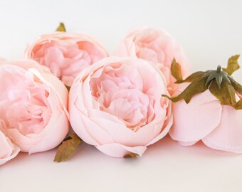 Set of 9 Small to Large Cabbage Roses in Blush Pink - Artificial Flowers -read description- ITEM 0982