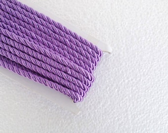 1.1 yards lilac , 5 mm twist cord, twisted , Wrapped Thread Cord, Satin Twisted cord , Decoration,Fabric Rope Trim Accent for Crafting
