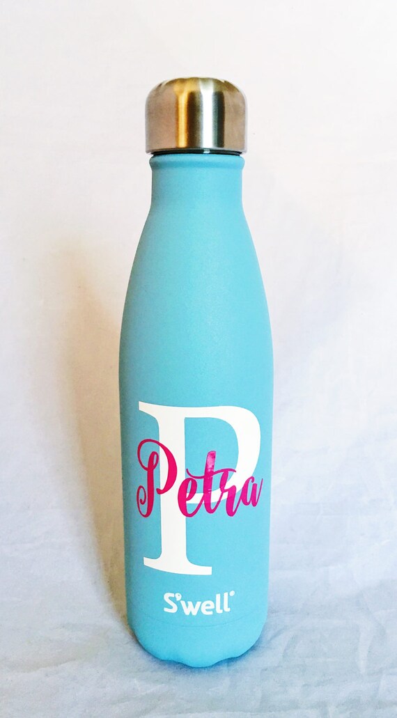 NEW Aquamarine Swell bottle with Custom Big Initial and Name S'well Bottle - Bridesmaids, Sorority, Personalized Swell, Custom Swell