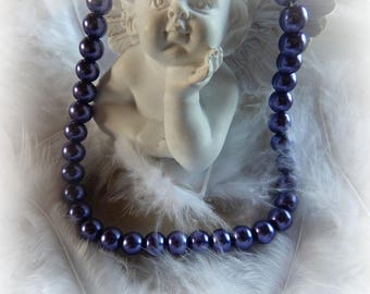 20 round purple glass beads - 6 mm