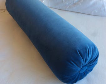 Indigo blue VELVET decorative Bolster Pillow 6x22